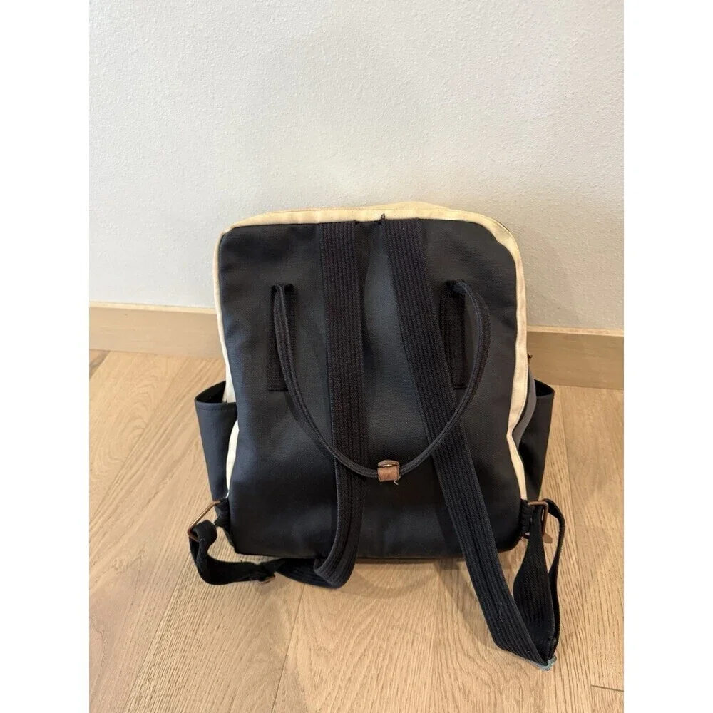 Petunia Pickle Bottom Boxy Backpack Canvas Cream Black  Baby Diaper Bag